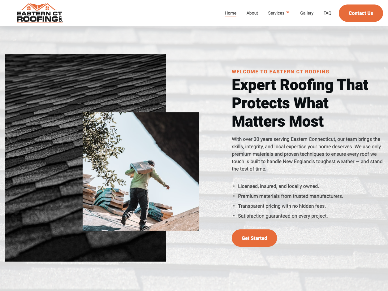 Roofing site screenshot
